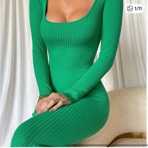 Meshki Vibrant Green Long Sleeve Dress